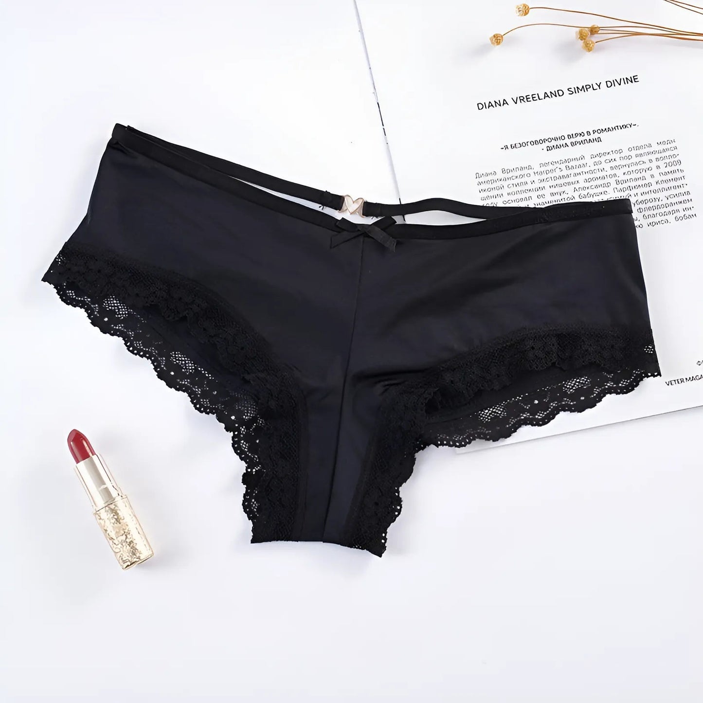 Black Lace Briefs with Straps