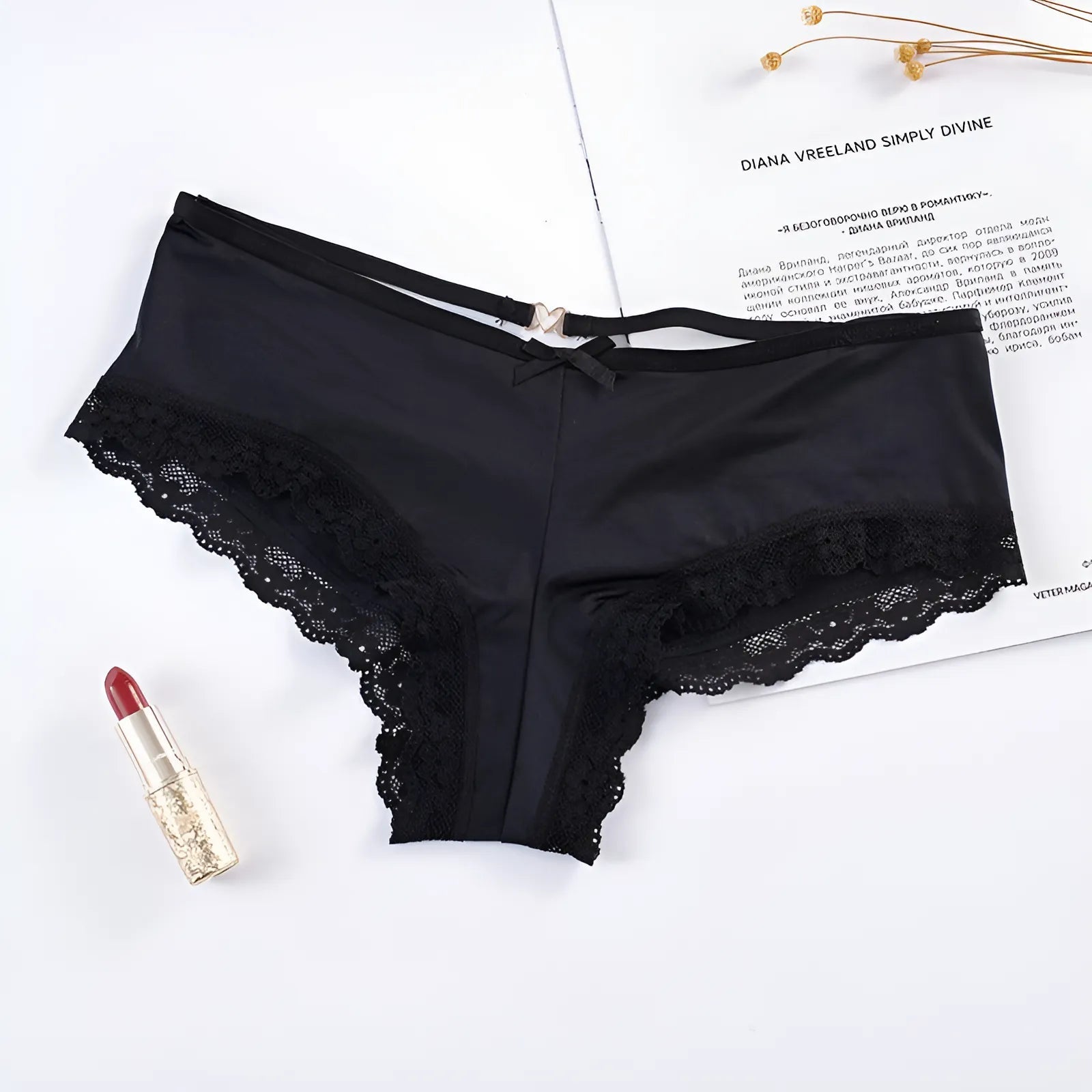 Black Lace Briefs with Straps