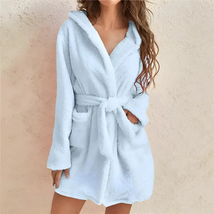 Blue Fluffy Women's Robe