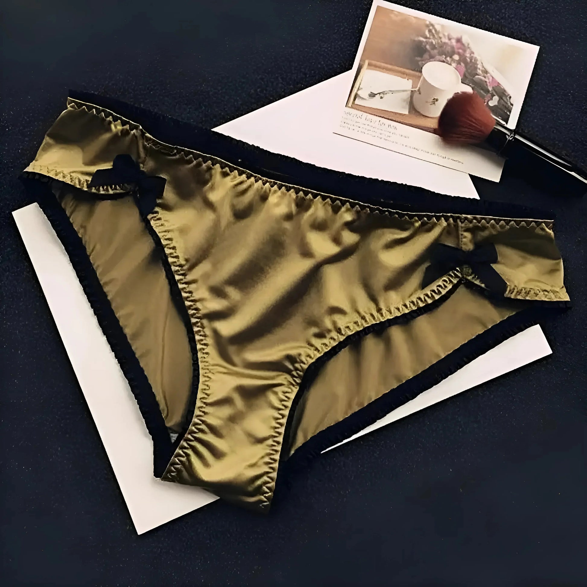 Gold Satin Knickers with Bows