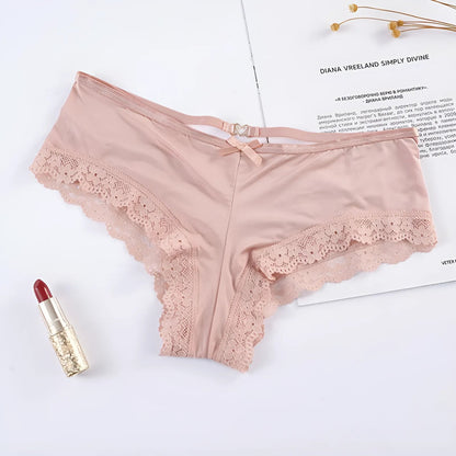 Pink Lace Briefs with Straps
